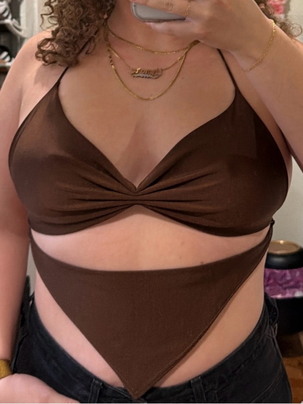 Brown Halter Crop Top